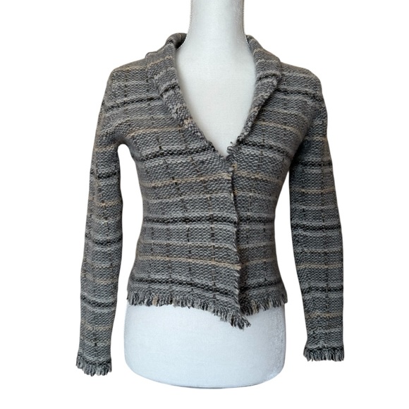 NWOT Banana Republic Women XS/S Wool Angora Rabbit Hair Fringe Cardigan Jacket - Picture 2 of 8